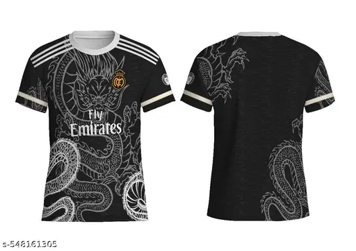 REAL MADRID BLACK DRAG 0N EDITION|LA LIGA AND UCL | FAN JERSEY | SUMMER FABRIC | 2025 MEN JERSEY | 15UCL BADGE IN HAND | EUROPEAN FOOTBALL
